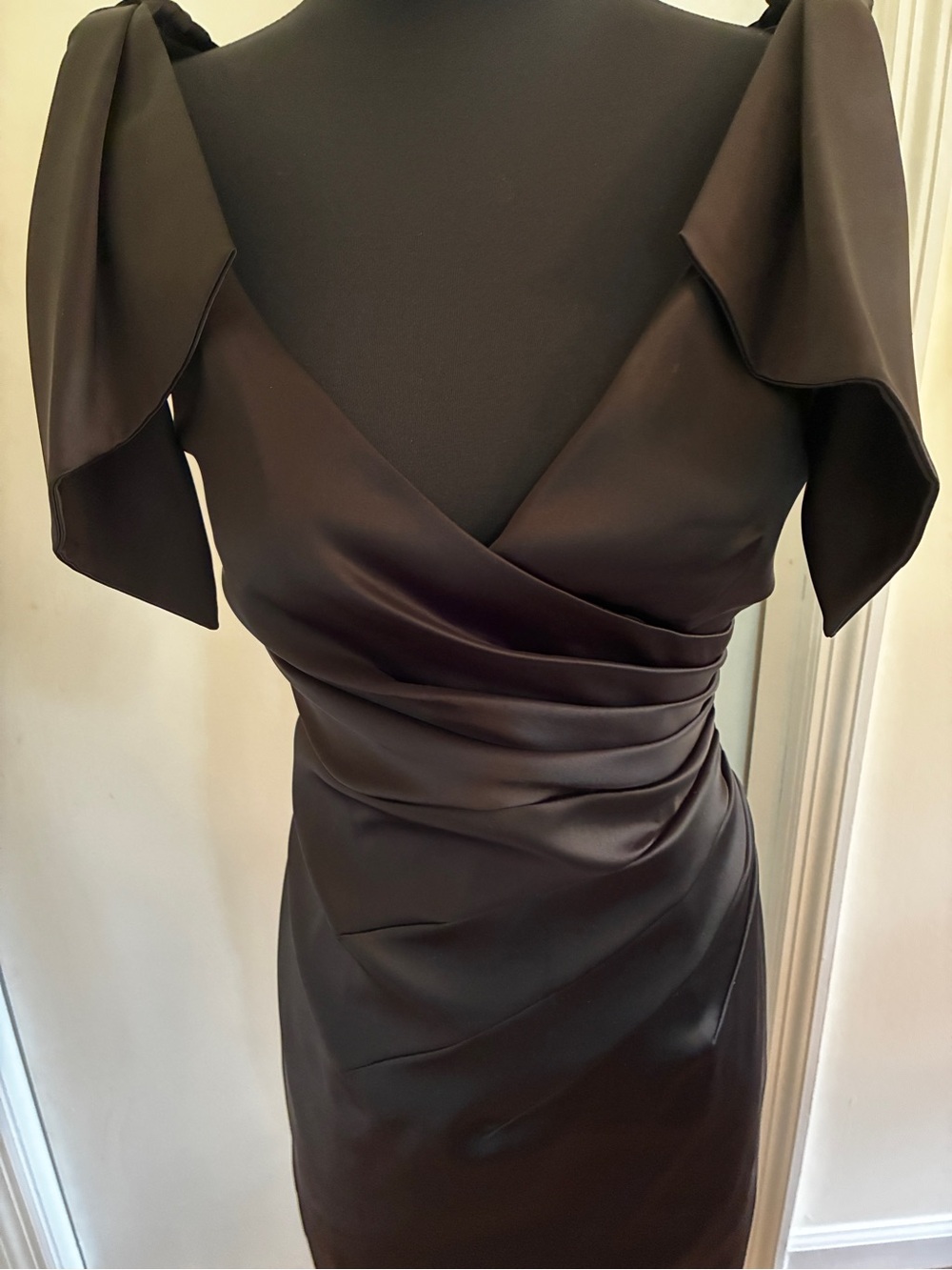 Karen Millen Black Satin Maxi Dress size 6 US - Picture 5 of 9